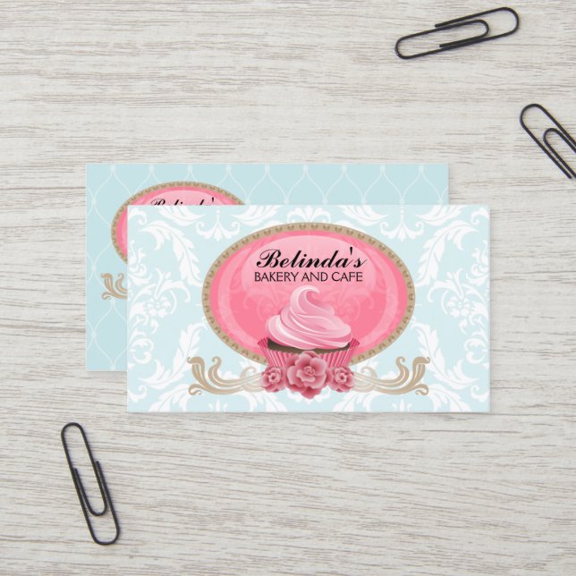 Carte De Visite Coutume élégante de boulangerie de petit gâteau (Devant/Arrière en situation)