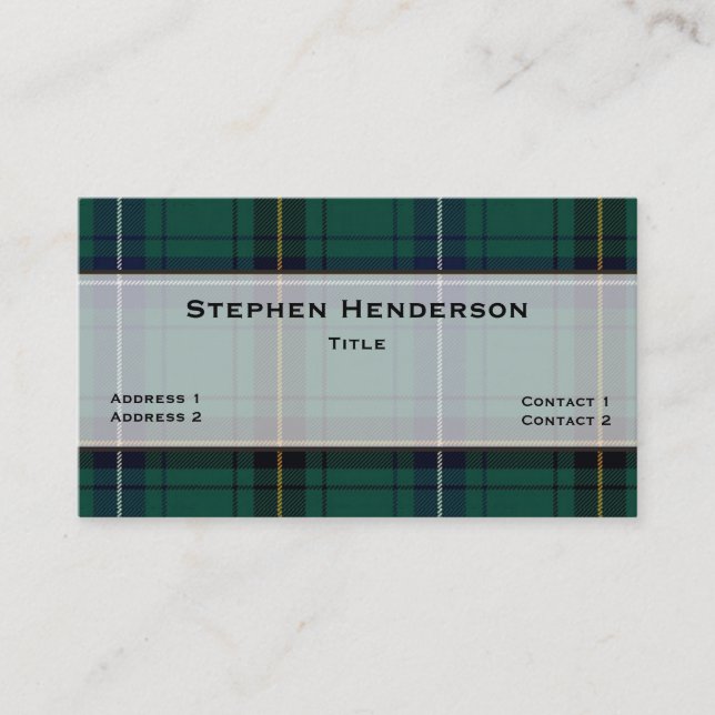 Carte De Visite Coutume turquoise de plaid de tartan de Henderson (Devant)