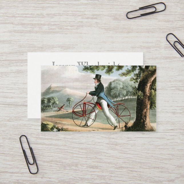 Carte De Visite Coutume vintage de bicyclette de cheval de bois (Devant/Arrière en situation)