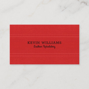 Carte De Visite Couture en faux cuir rouge effet cousu