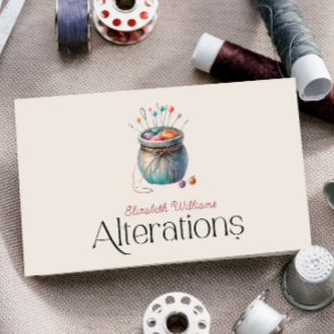 Carte De Visite Couture et modifications Aquarelle QR