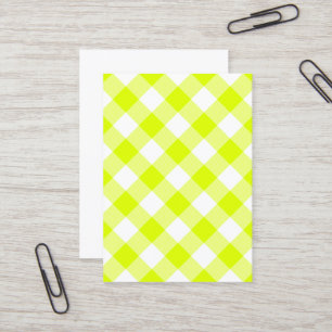 Carte De Visite Couverture à carreaux jaune Chartreuse