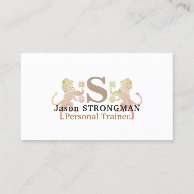 Carte De Visite Couverture animale de logo de lion fort minimal (Devant)