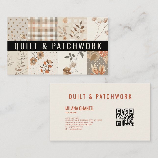 Carte De Visite Couverture beige pastel Patchwork Vêtements faits  (Devant / Derrière)