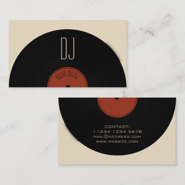 Carte De Visite Couverture de plat de disque vinyle du DJ (Devant / Derrière)