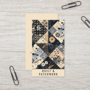 Carte De Visite Couverture en patchwork bleu marine et crème pour