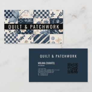Carte De Visite Couverture en patchwork de couleur bleu marine et