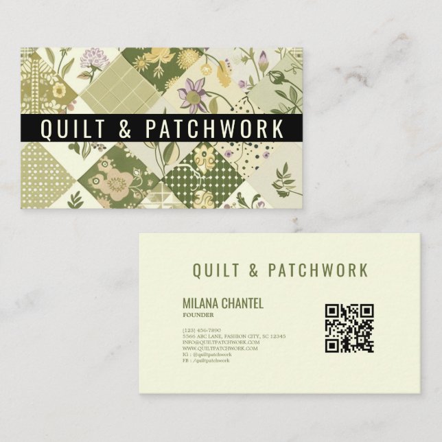 Carte De Visite Couverture en patchwork de lilas vert Vêtements fa (Devant / Derrière)