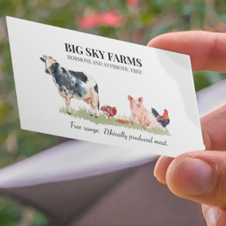 Carte De Visite Cow Cow Animaux Ferme d'élevage Aquarelle