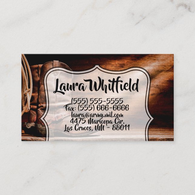 Carte de visite Cowboy Bottes Barn Wood Rustic Cou (Devant)