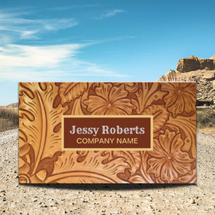 Carte De Visite Cowboy de pays vintage en cuir à outils ouest