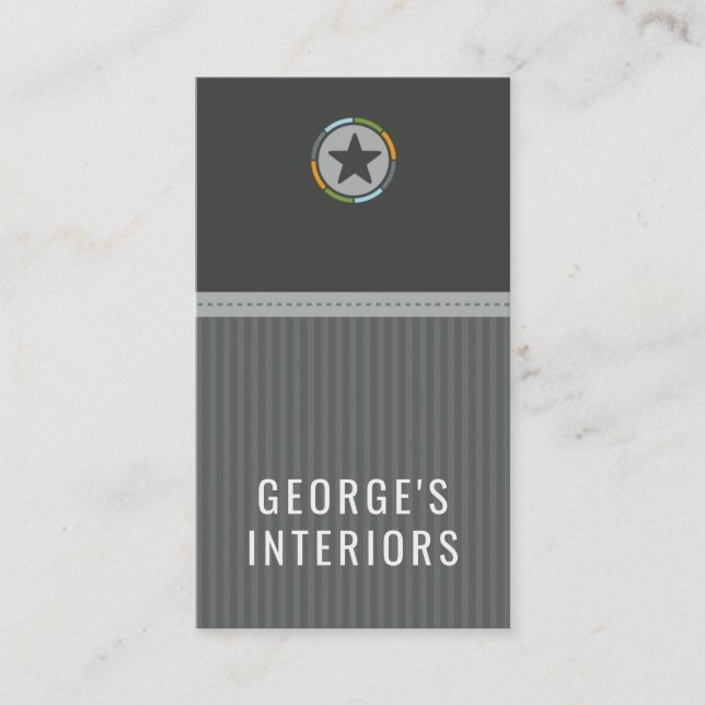 Carte De Visite COWBOY logo d'emblème moderne à étoile unique gris (Devant)