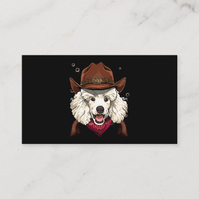 Carte De Visite Cowboy Poodle Western Rodeo Cowboy Casquette et Ba (Devant)