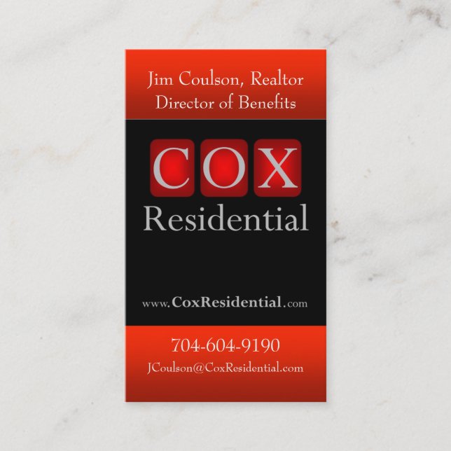 Carte De Visite Cox résidentiel (Devant)