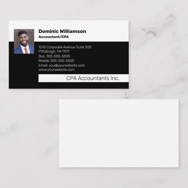 Carte De Visite CPA | Comptable Professionnel Noir | Gold Busine (Devant / Derrière)