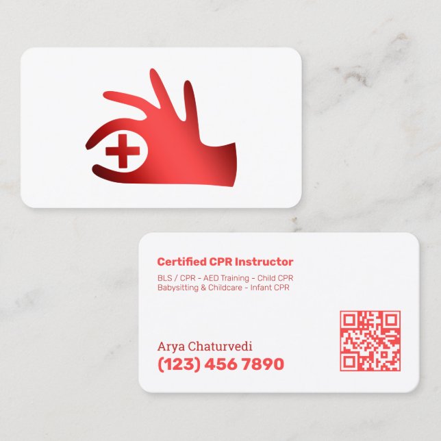 Carte De Visite CPR Instructeur et secouriste QR (Devant / Derrière)