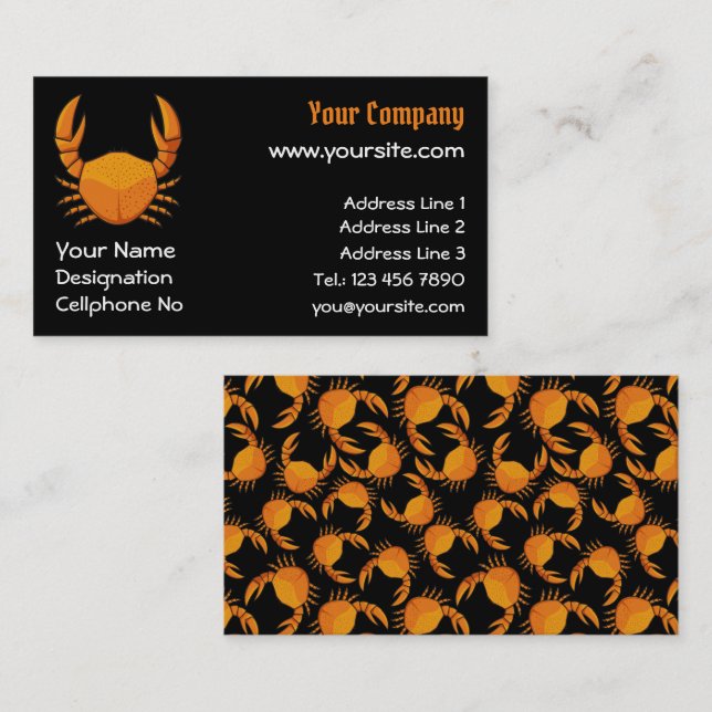 Carte De Visite Crab orange (Devant / Derrière)
