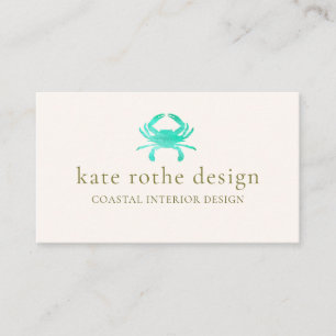 Carte De Visite Crabe d'aquarelle turquoise côtière