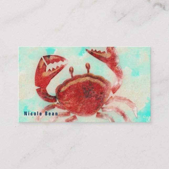 Carte De Visite Crabe rouge Élégant Plage Cuisine de cuisine de me (Devant)