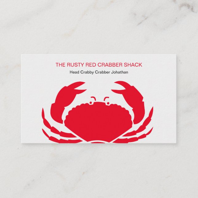 Carte De Visite Crabe Rouge Fruits de mer Noir Blanc Simple Nautiq (Dos)