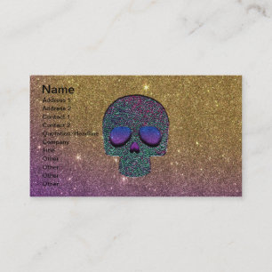 Carte De Visite Crâne à la mode Girly de parties scintillantes de