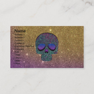 Carte De Visite Crâne à la mode Girly de parties scintillantes de