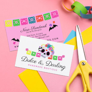 Carte De Visite Crâne à sucre Floral Calavera Papel Picado Boutiqu
