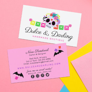 Carte De Visite Crâne à sucre Floral Calavera Papel Picado Boutiqu