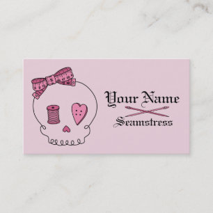 Carte De Visite Crâne de couture (arrière - plan rose)