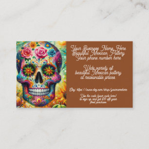 Carte De Visite Crâne de sucre Mexique Potterie Ventes Boutique Et