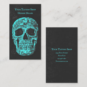Carte De Visite Crâne gothique Gris Gris Turquoise Texture