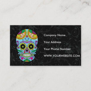 Carte De Visite Crâne mexicain de sucre de tatouage de fleurs
