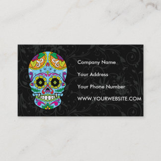 Carte De Visite Crâne mexicain de sucre de tatouage de fleurs