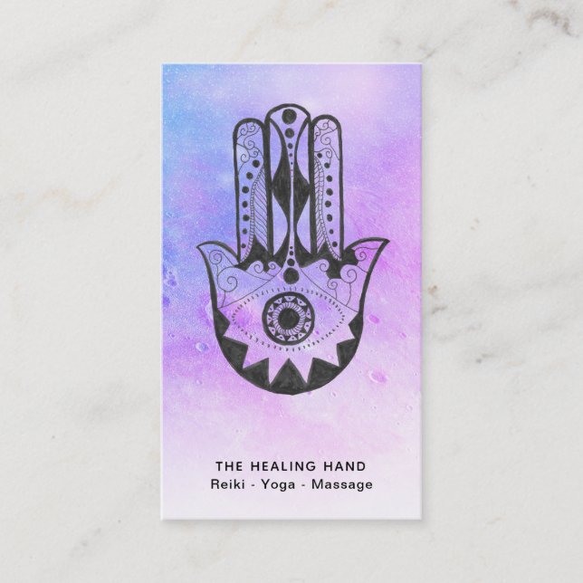 Carte De Visite *~* Cratère de Moon Hamsa Main de la méditation de (Devant)