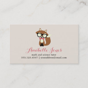 Carte De Visite Cravate de la vache rose et lunettes Renard Brown