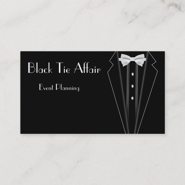 Carte De Visite Cravate noire Formal Tuxedo Event Planning (Devant)