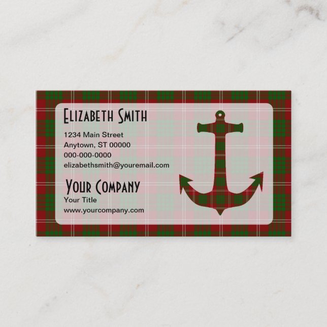 Carte De Visite Crawford Tartan Plaid Ancre (Devant)