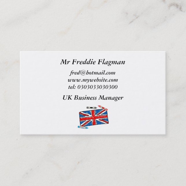 Carte De Visite Crayon Union Jack, (Devant)