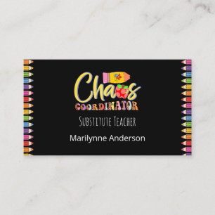 Carte De Visite Crayons Arc-en-Ciel Prof Remplaçant
