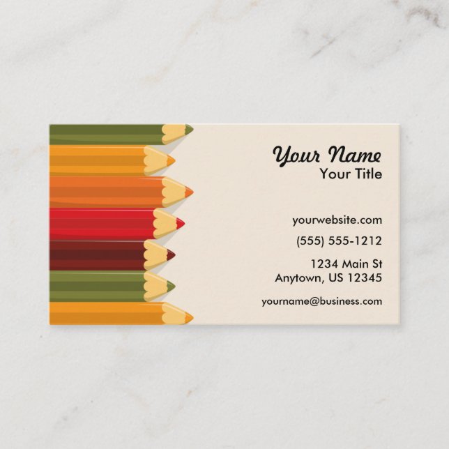 Carte De Visite Crayons couleur artiste (Devant)