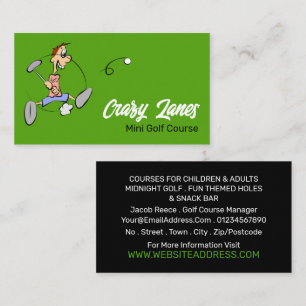 Carte De Visite Crazy Golfer, Mini Golf Course Publicité