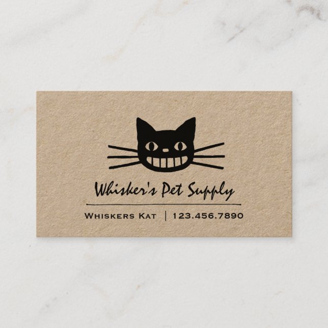 Carte De Visite Crazy Gring Cat | Chat Cheshire Noir (Devant)