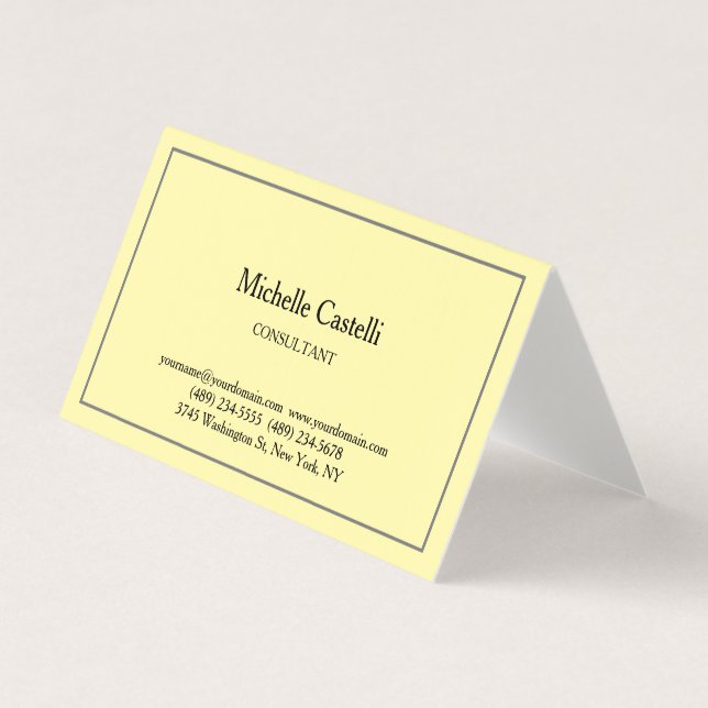 Carte De Visite Cream Premium Linen Professional Unique Classic (Devant)