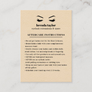 Carte De Visite Cream Suede Eyelash Browbar Instructions de suivi