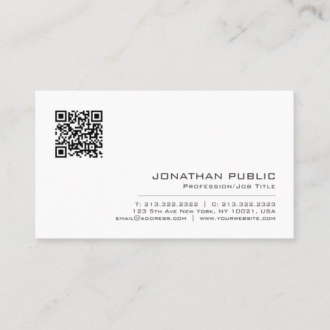 Carte De Visite Create Your Own Elegant Modern Simple QR Code (Devant)