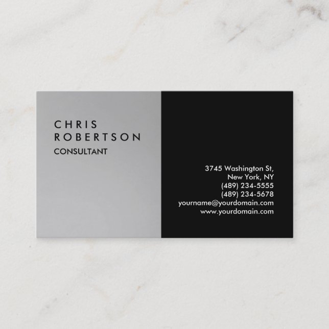 Carte de visite créatif gris-noir contemporain (Devant)