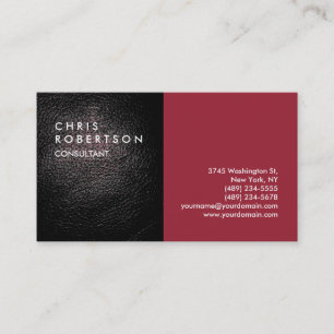 Carte de visite créatif moderne en cuir rouge clai