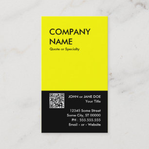 Carte De Visite création en gras jaune votre propre code QR