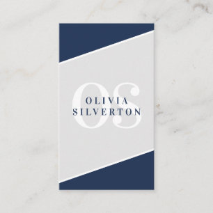 Carte De Visite CREATIVE CORNERS classe monogramme marine gris bla