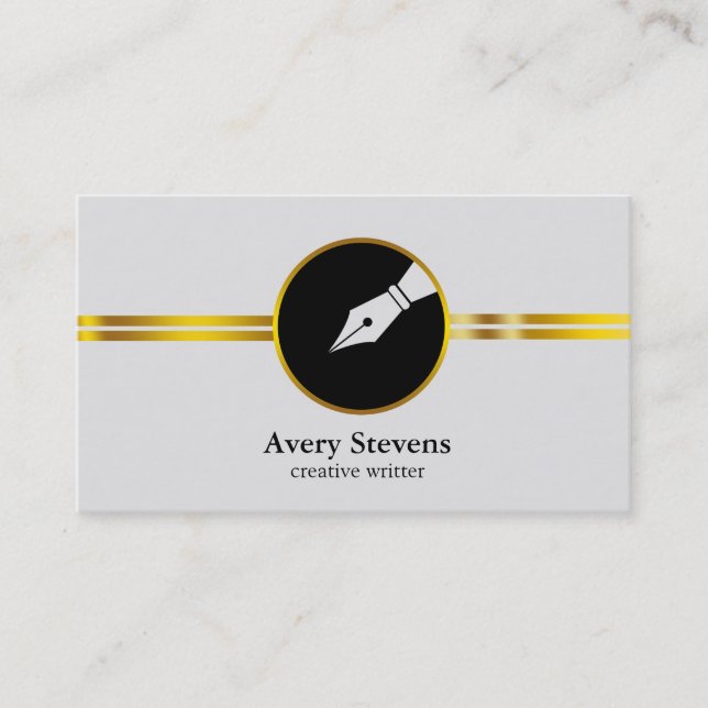 Carte De Visite Créative Freelance Writer Calligraphie Nib Logo (Devant)